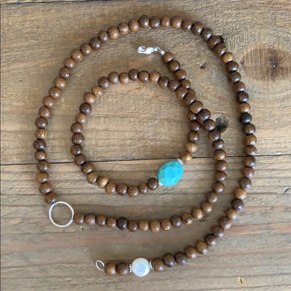 Natural wood bead, Robles wrap bracelet/necklace